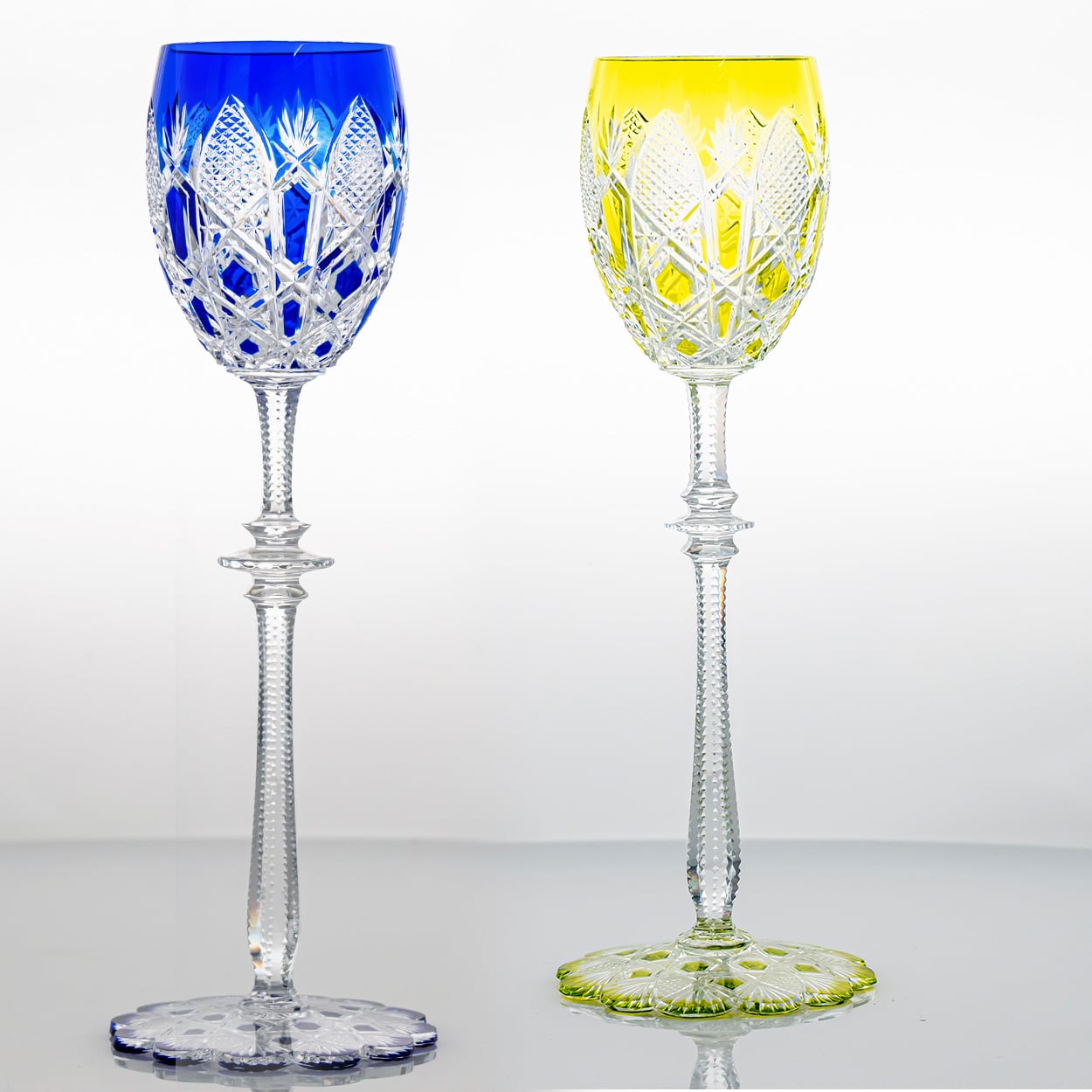 Set of 4 Multicolor Baccarat Crystal Tsar Glasses, France