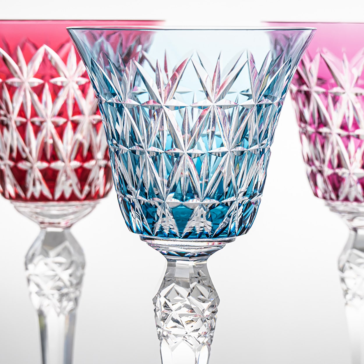 Set of 6 Multicolor Baccarat Crystal Glasses, France