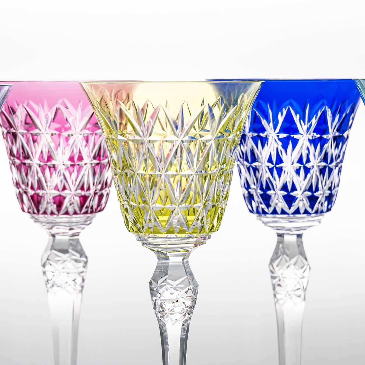 Set of 6 Multicolor Baccarat Crystal Glasses, France