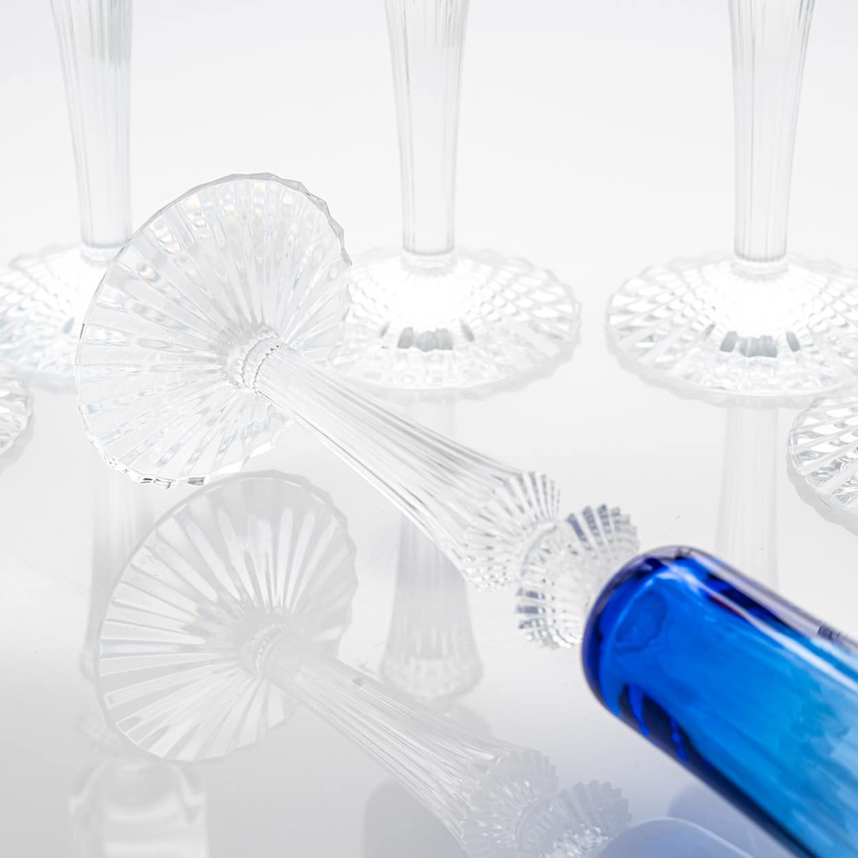 Set of 6 Multicolor Baccarat Mille Nuits Champagne Flutes, France