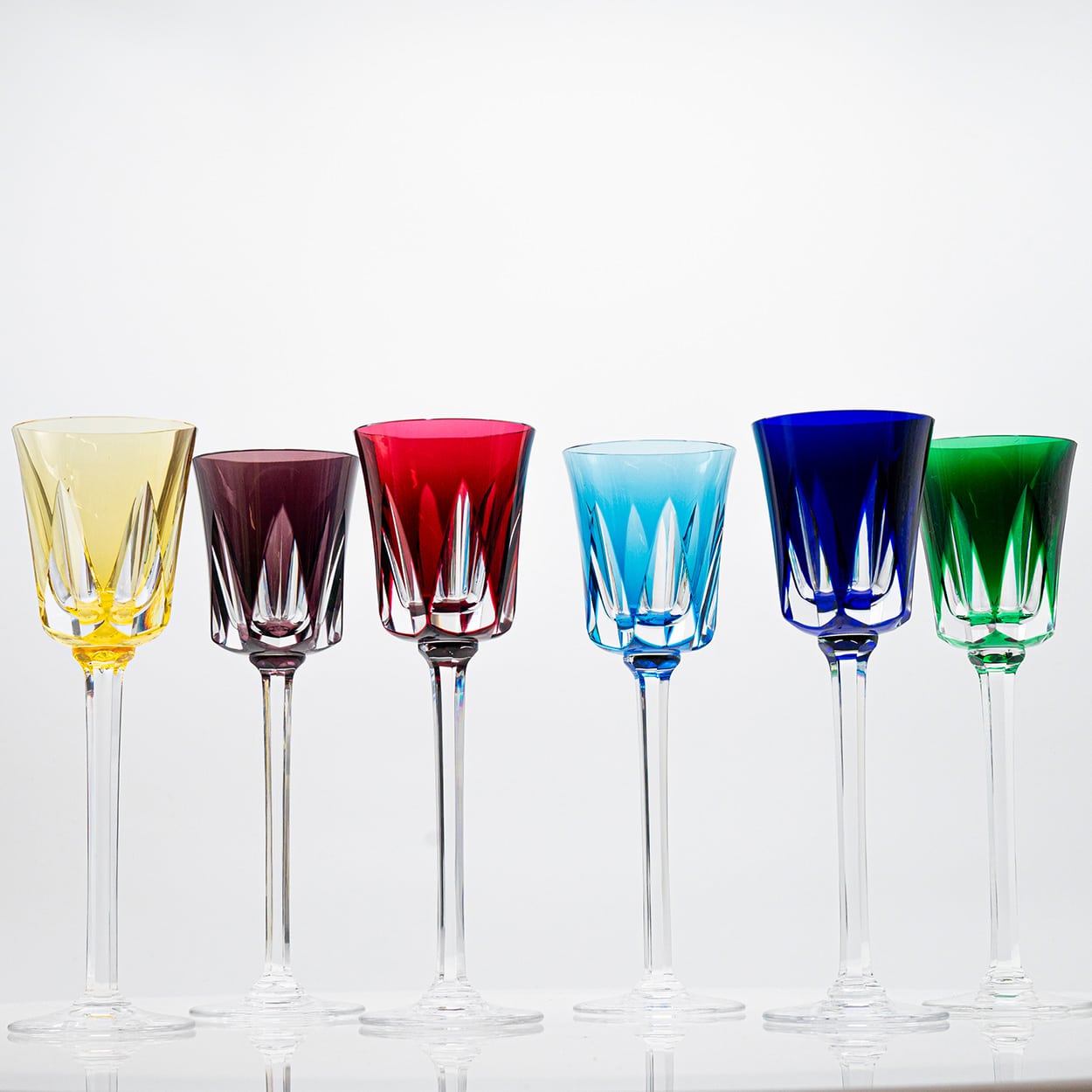 Set of 6 Multicolor Crystal Glasses, Segovie Couleurs by Sèvres, France
