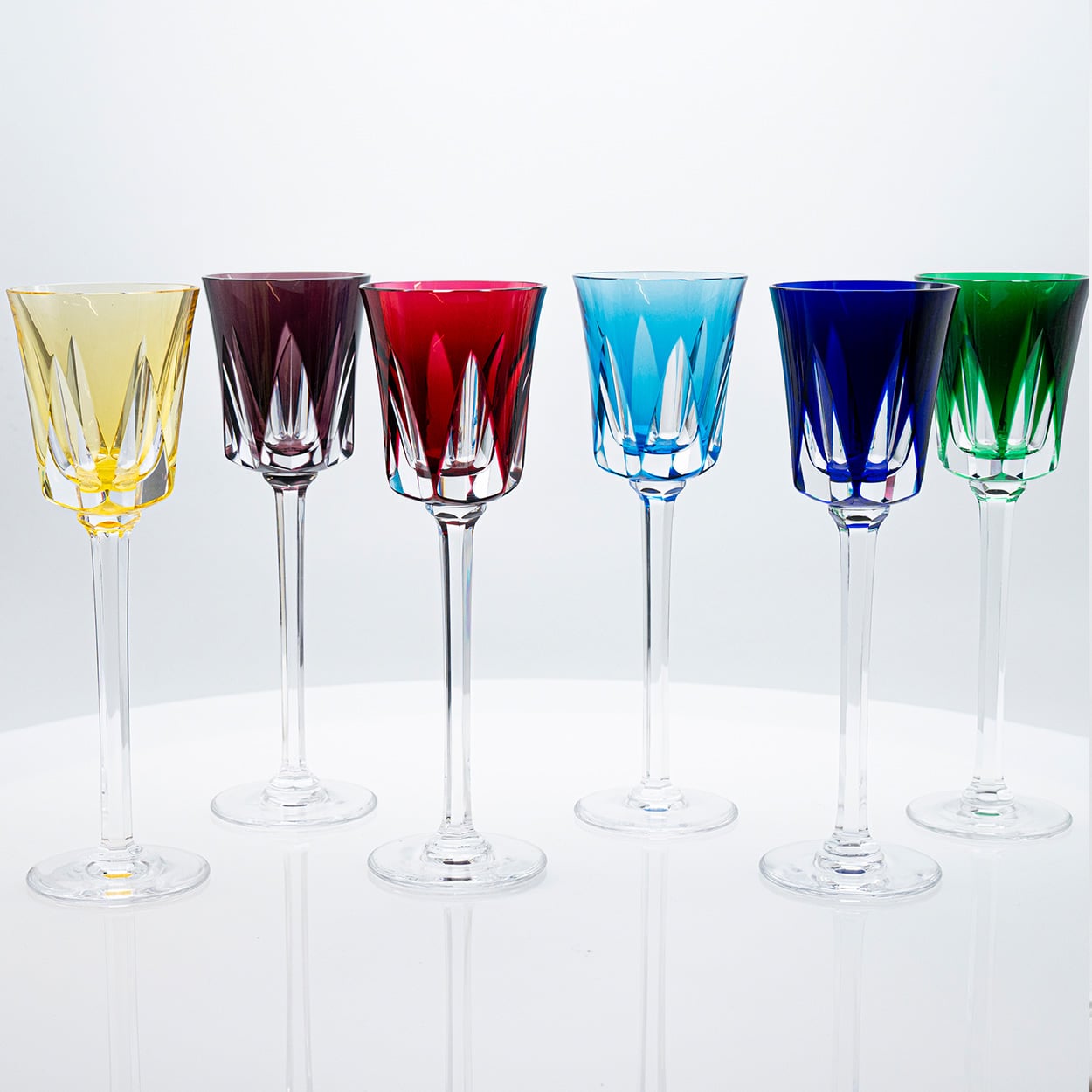 Set of 6 Multicolor Crystal Glasses, Segovie Couleurs by Sèvres, France