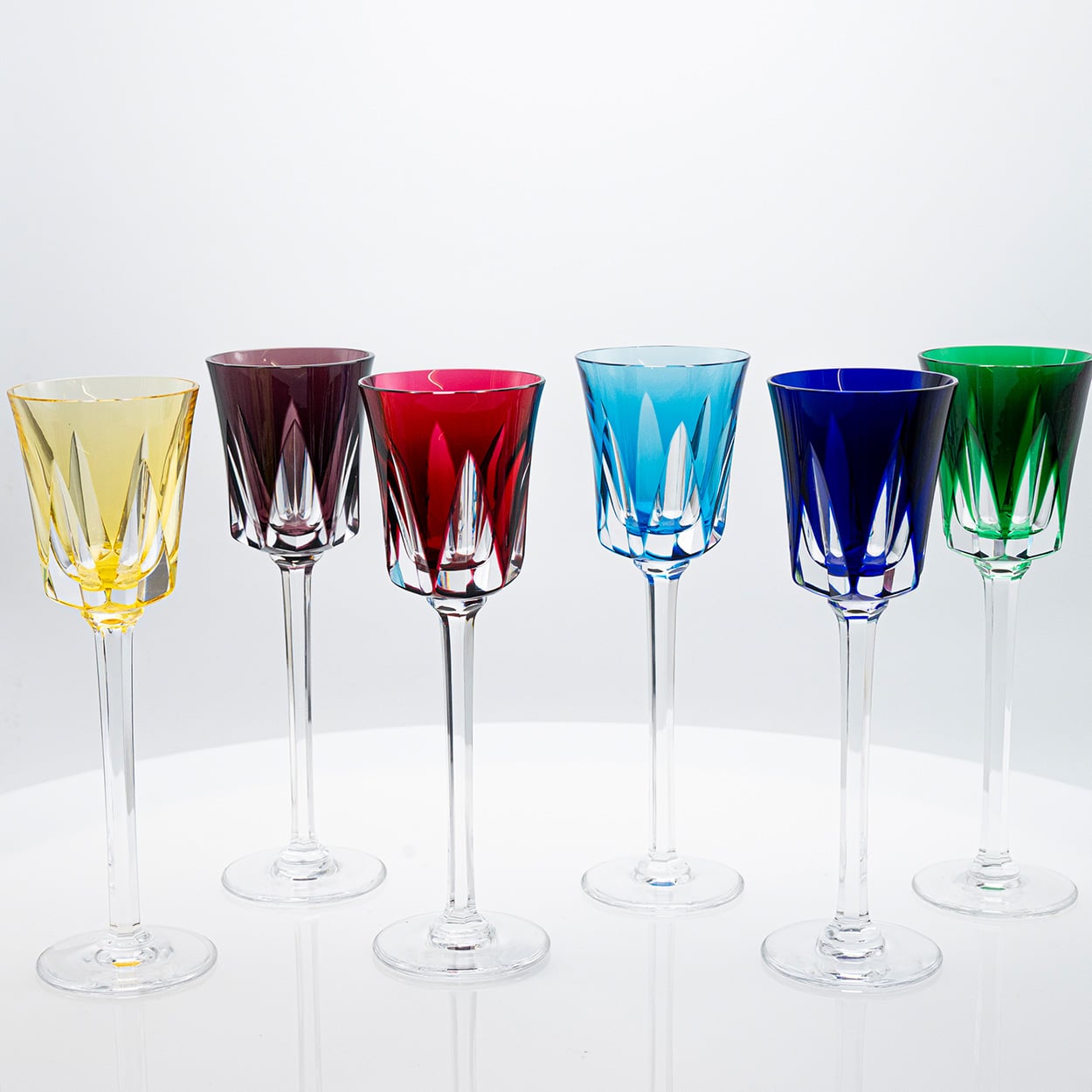 Set of 6 Multicolor Crystal Glasses, Segovie Couleurs by Sèvres, France