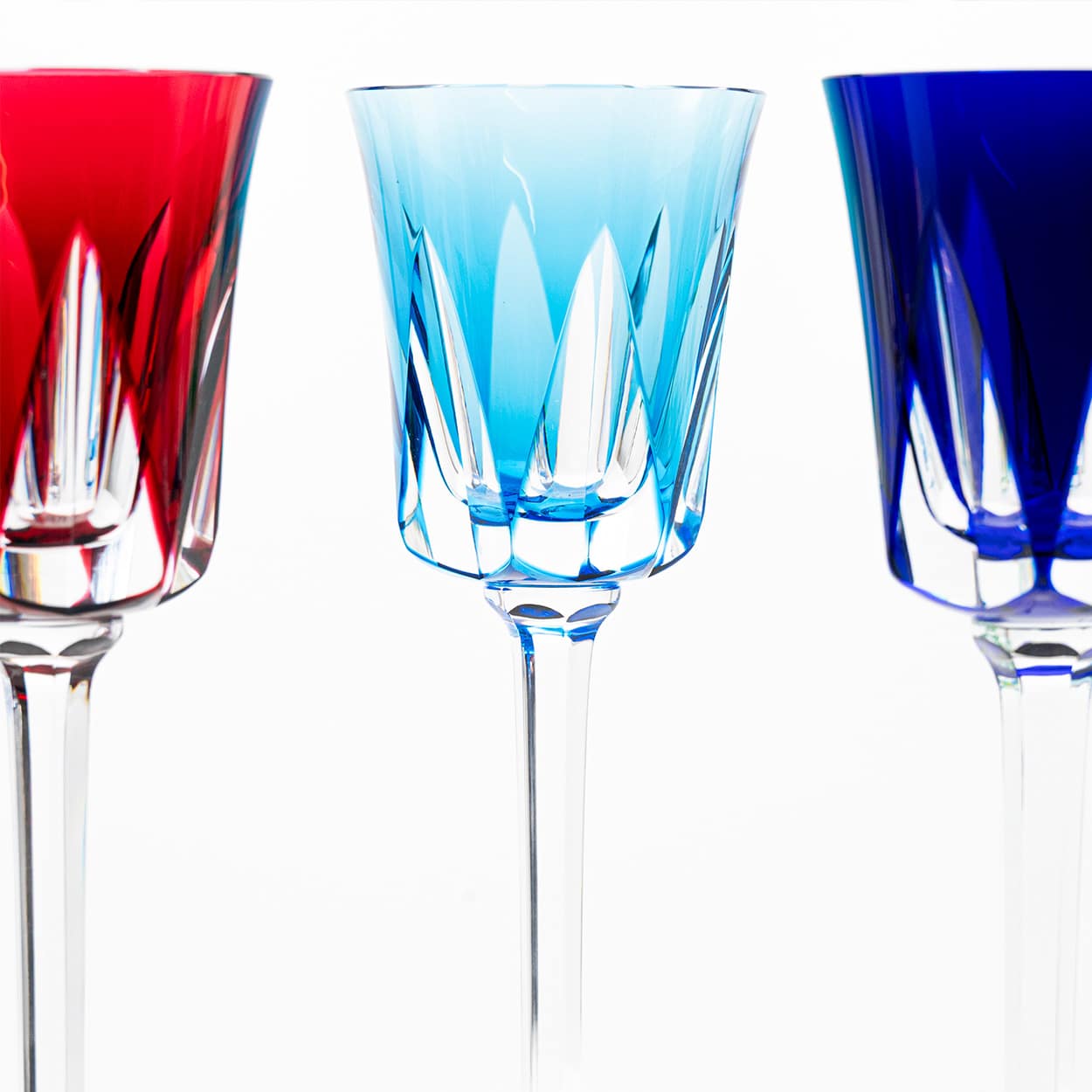 Set of 6 Multicolor Crystal Glasses, Segovie Couleurs by Sèvres, France