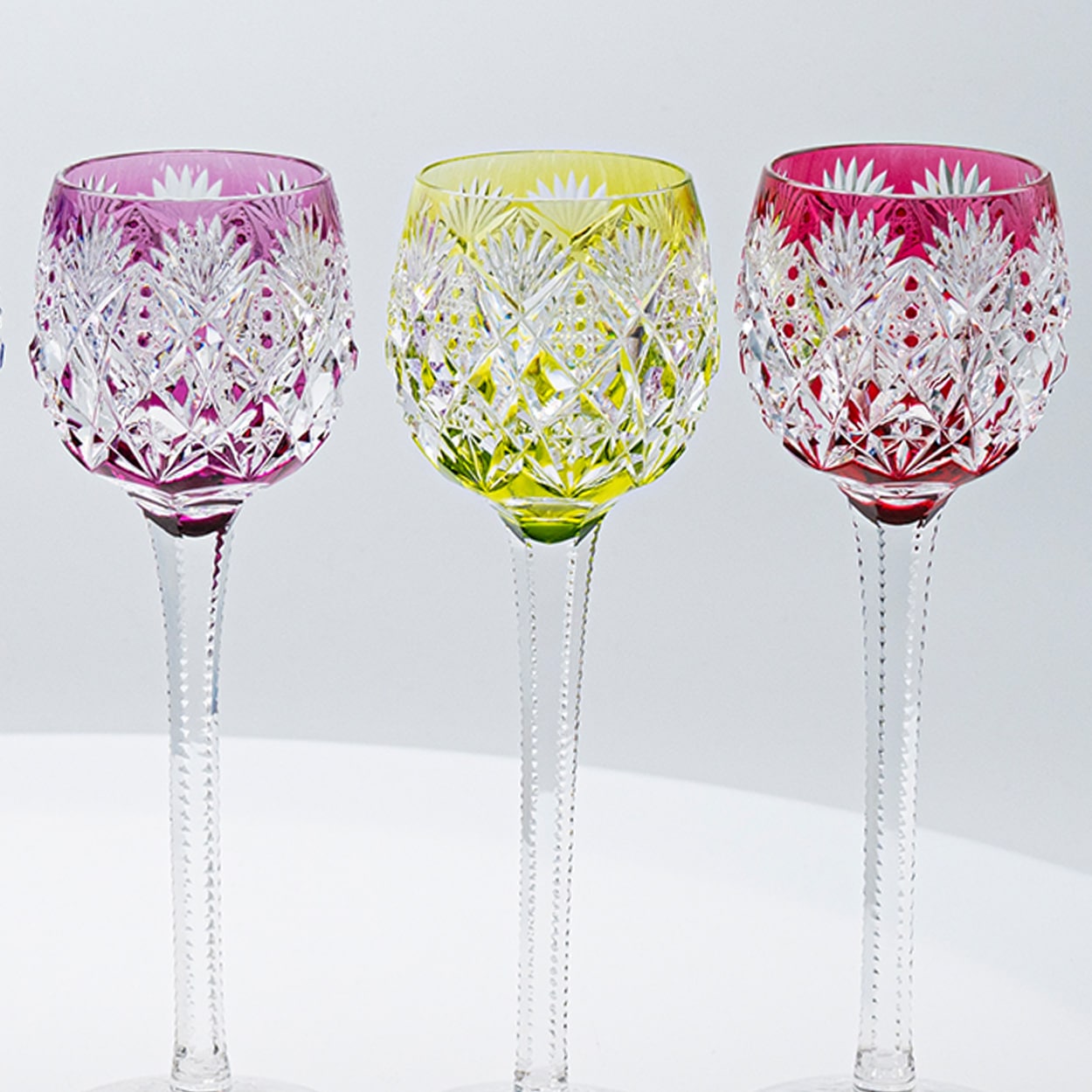 Set of 6 Multicolor St Louis Florence Crystal Glasses, France 1967