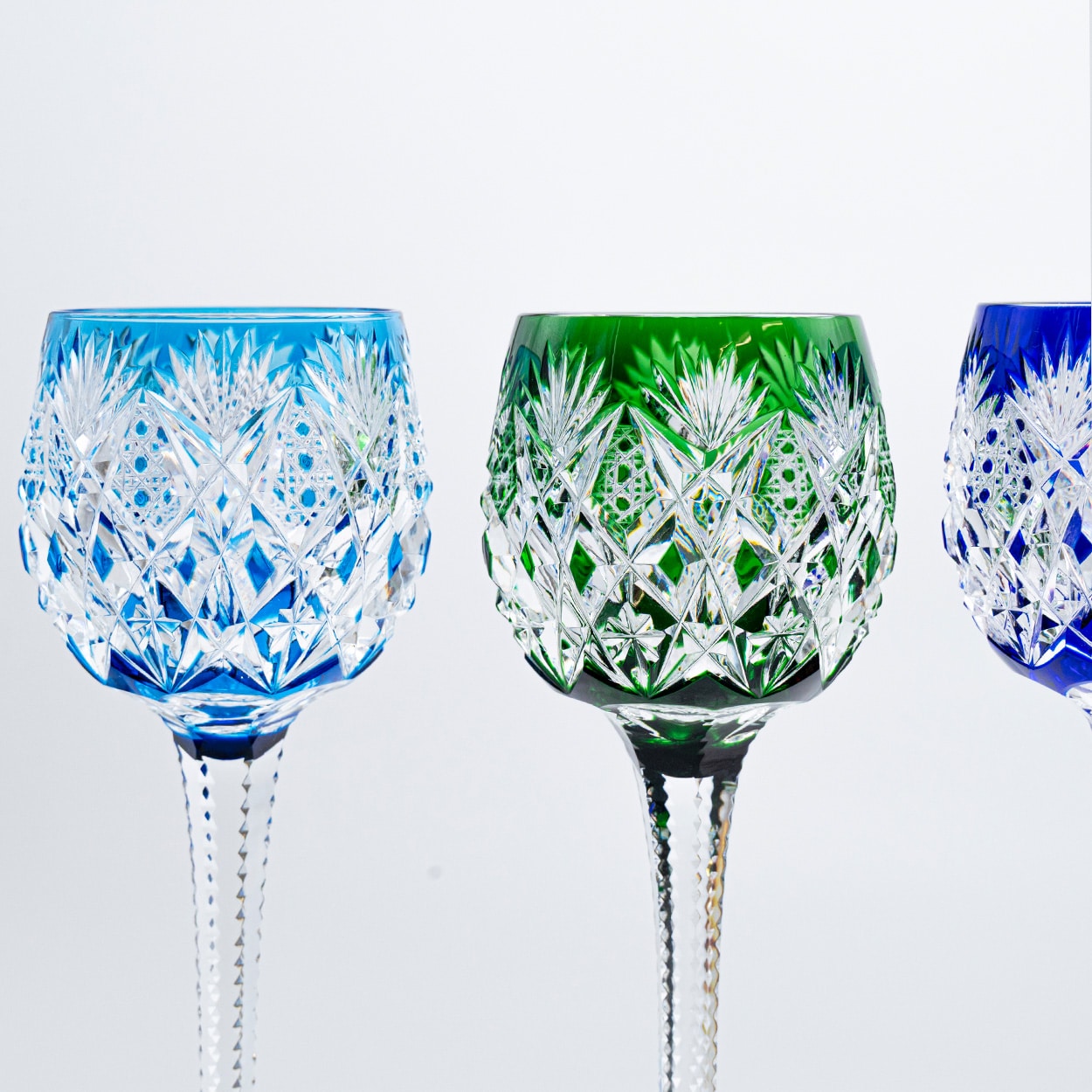 Set of 6 Multicolor St Louis Florence Crystal Glasses, France 1967