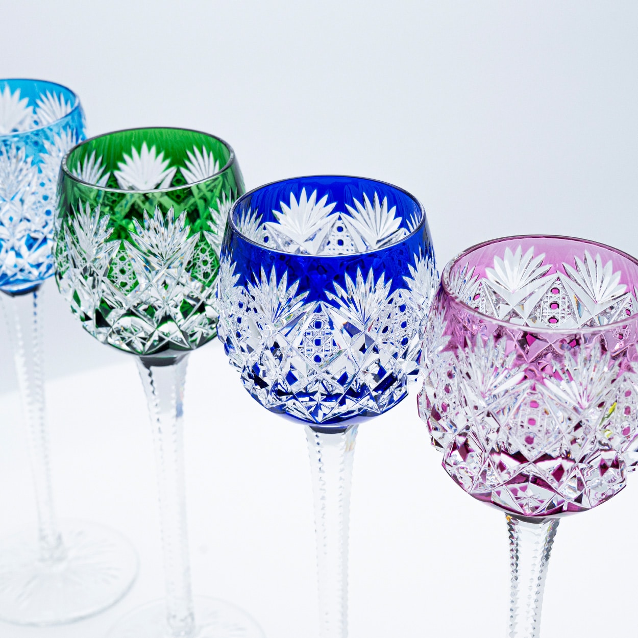 Set of 6 Multicolor St Louis Florence Crystal Glasses, France 1967