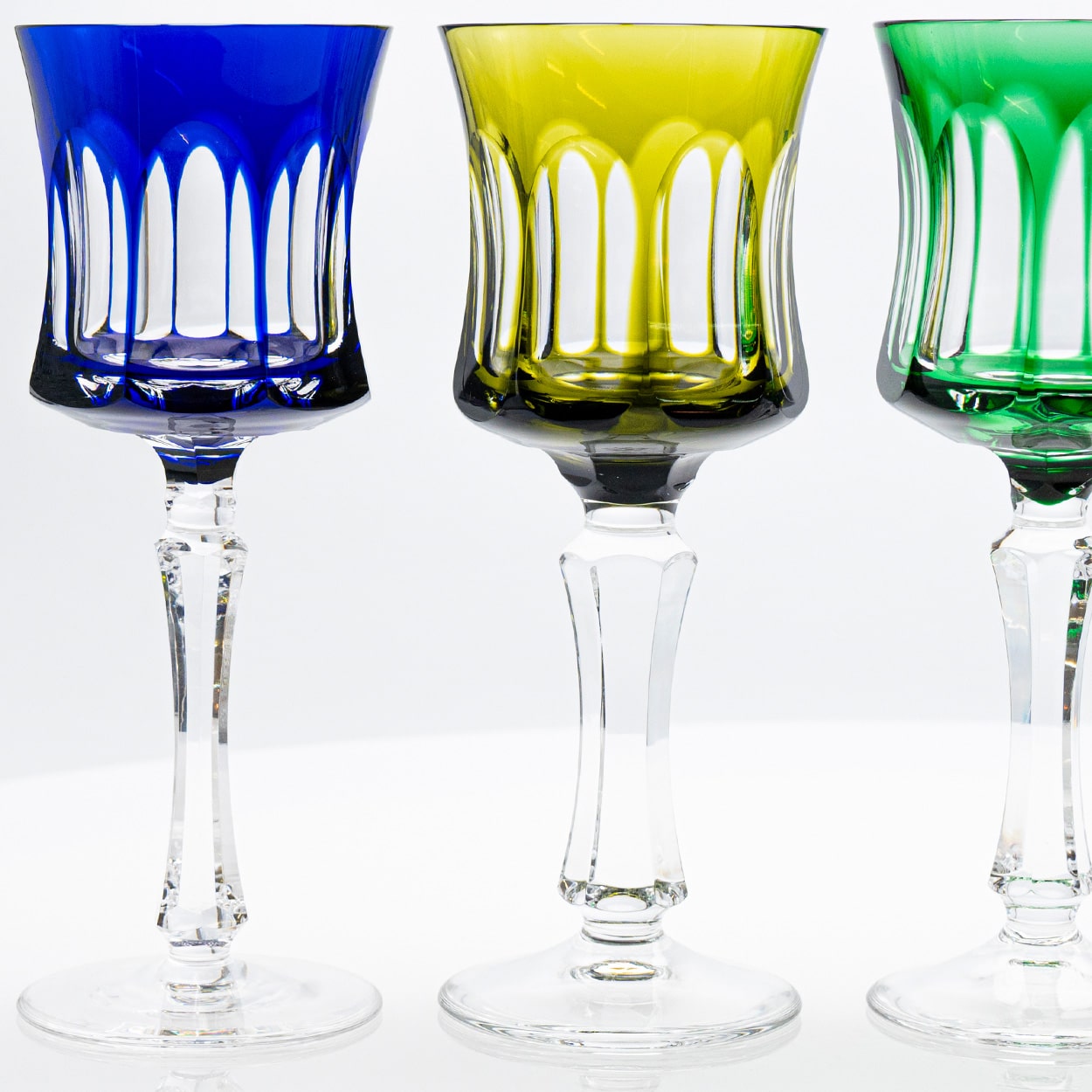 Set of 6 Multicolor Crystal Glasses, Couley by Sèvres, France