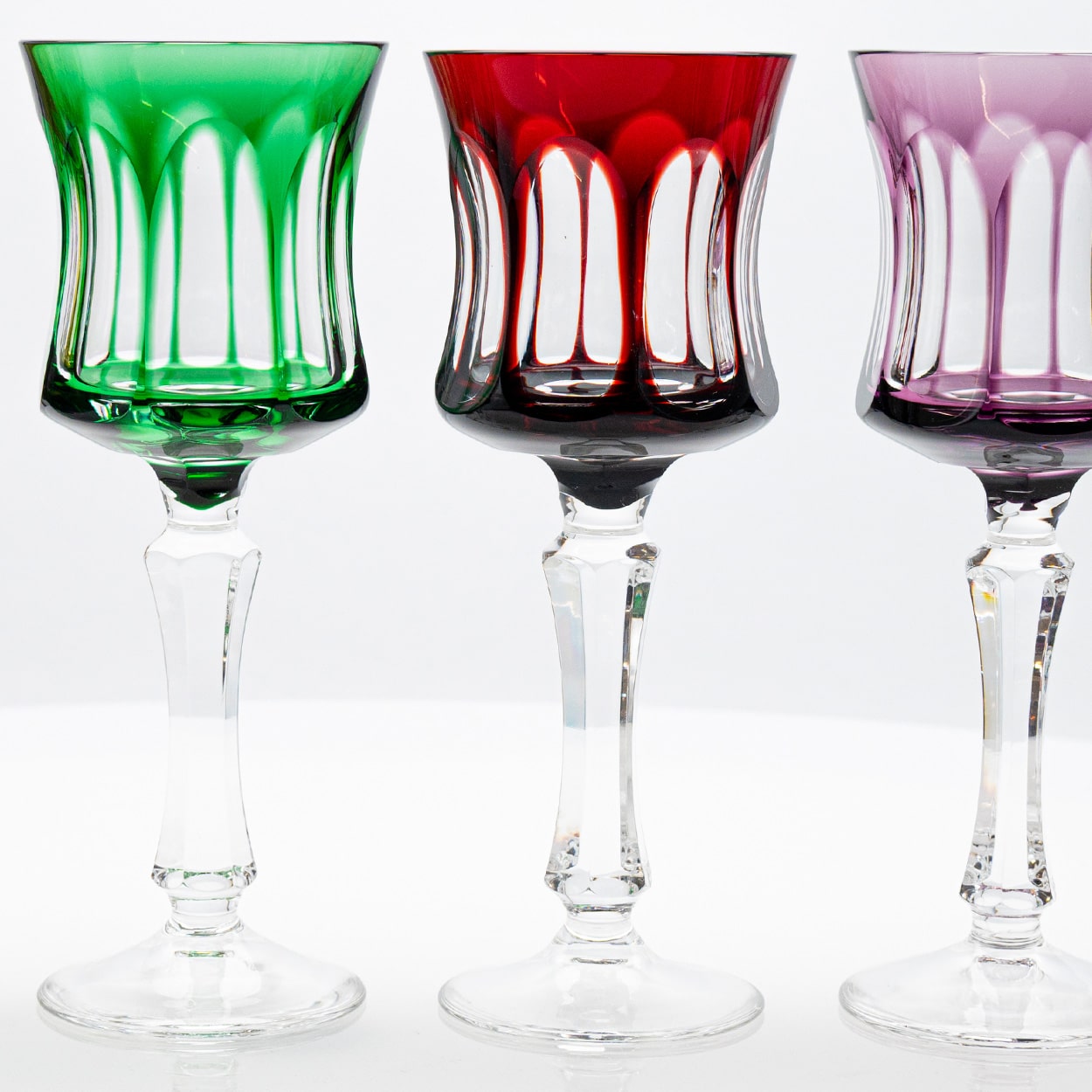 Set of 6 Multicolor Crystal Glasses, Couley by Sèvres, France
