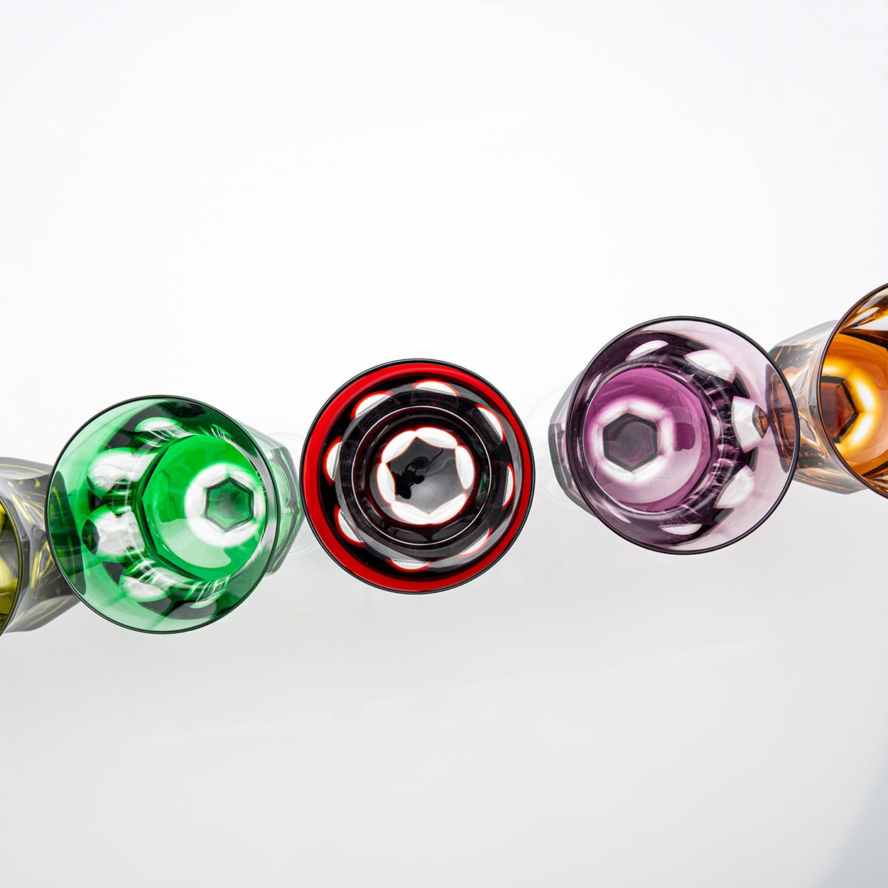 Set of 6 Multicolor Crystal Glasses, Couley by Sèvres, France