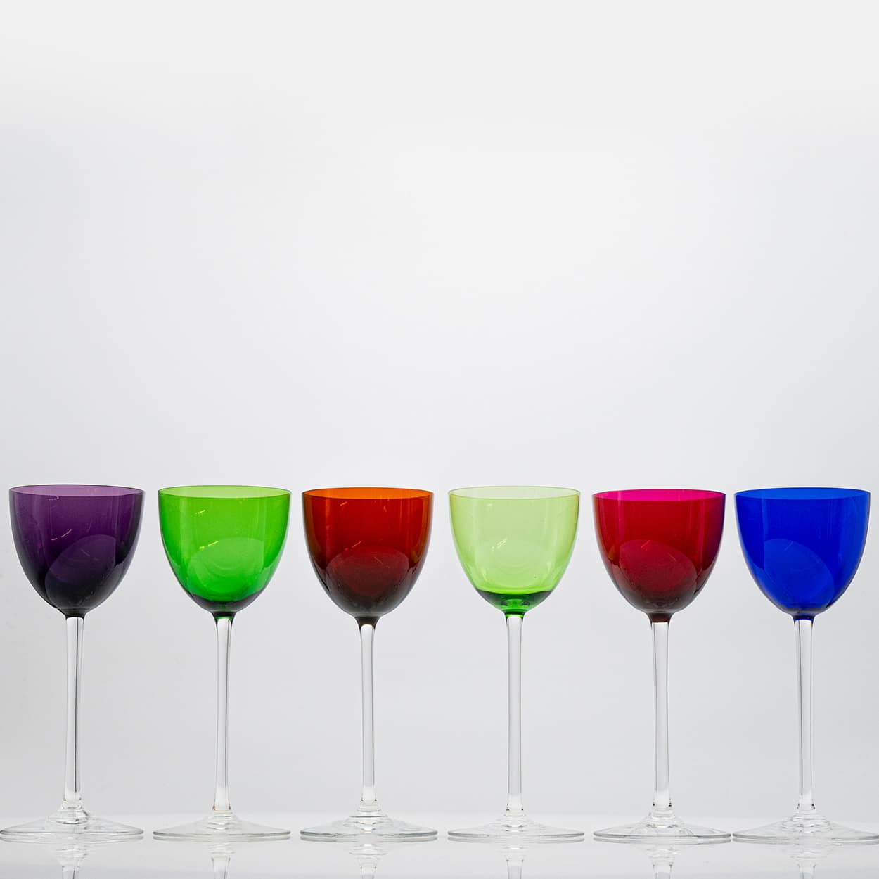 Set of 6 Multicolor Baccarat Crystal Wine Glasses Perfection, France