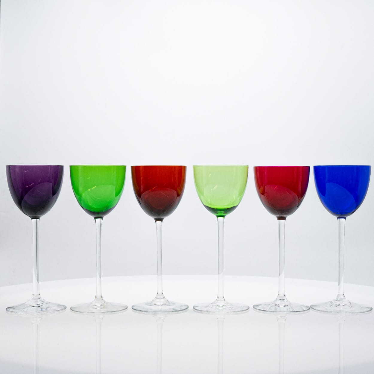 Set of 6 Multicolor Baccarat Crystal Wine Glasses Perfection, France