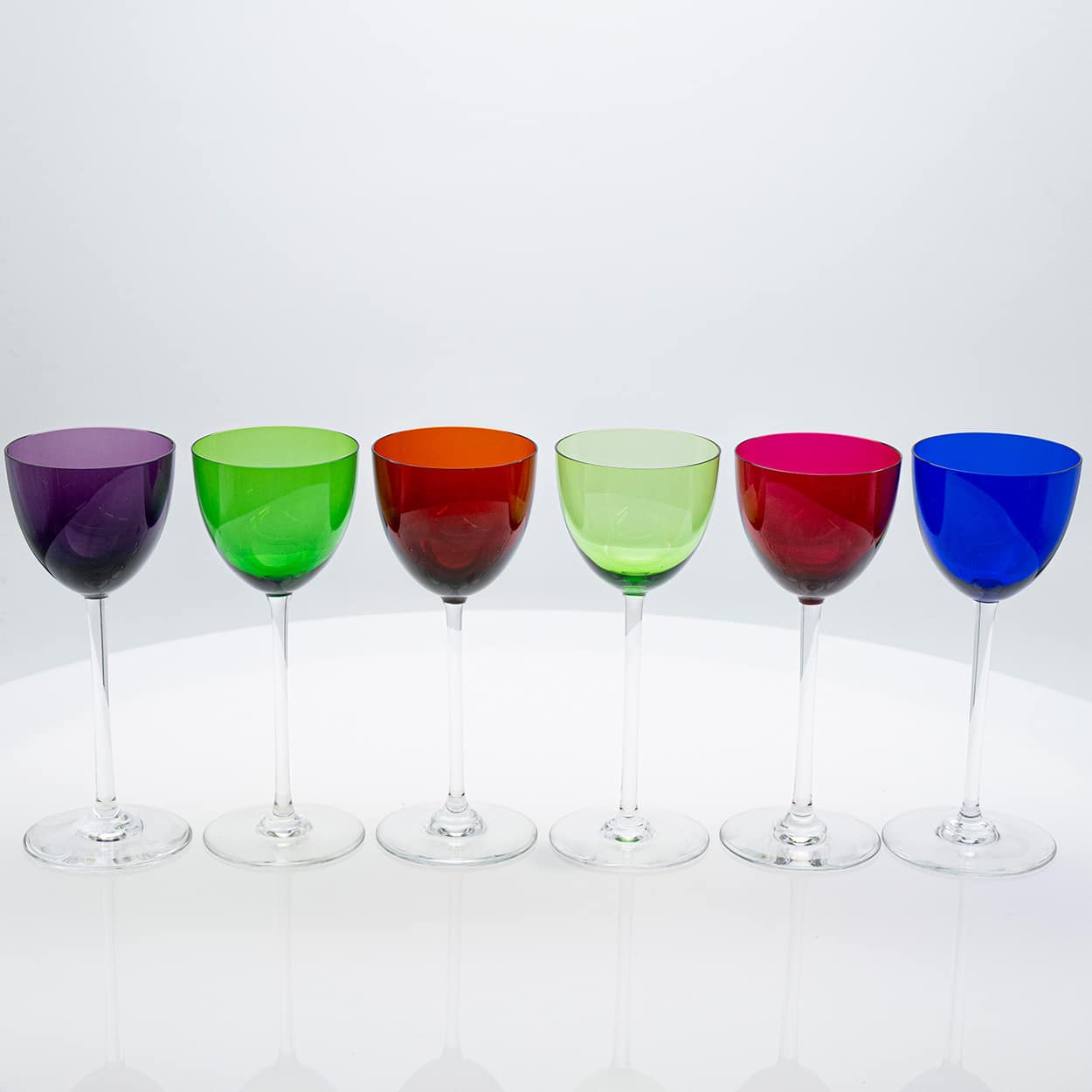 Set of 6 Multicolor Baccarat Crystal Wine Glasses Perfection, France