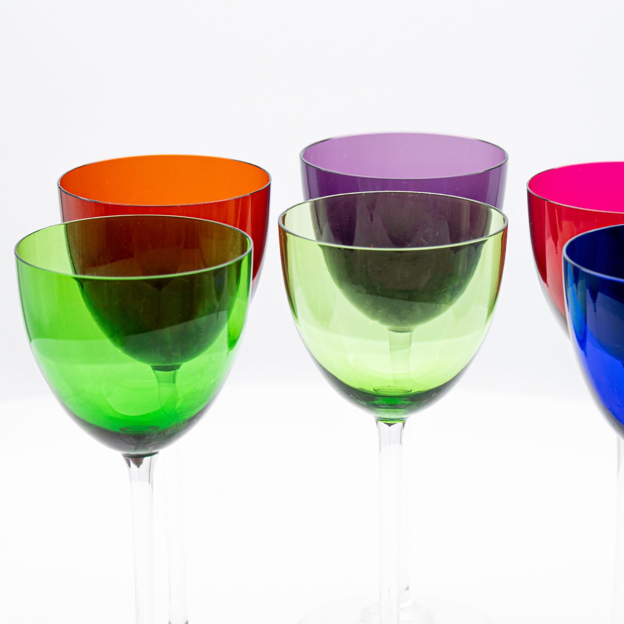 Set of 6 Multicolor Baccarat Crystal Wine Glasses Perfection, France