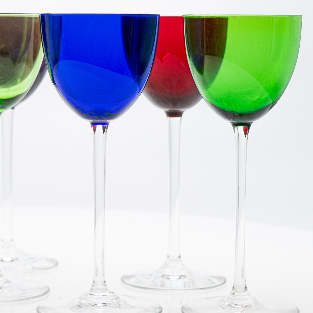 Set of 6 Multicolor Baccarat Crystal Wine Glasses Perfection, France