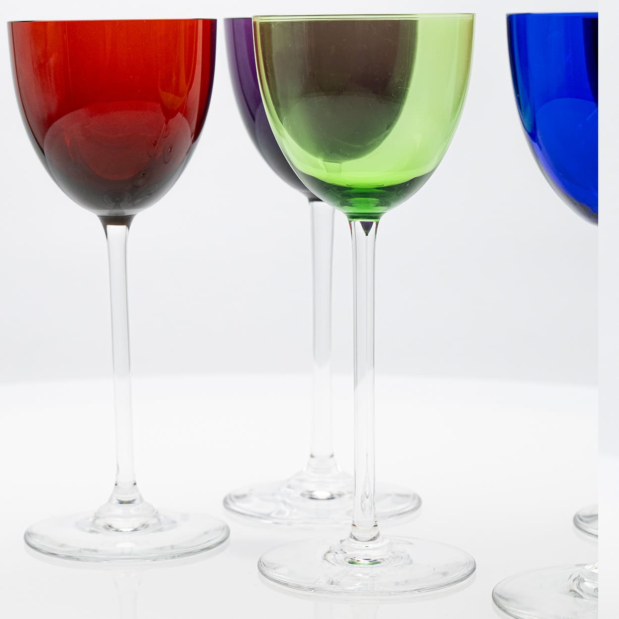 Set of 6 Multicolor Baccarat Crystal Wine Glasses Perfection, France
