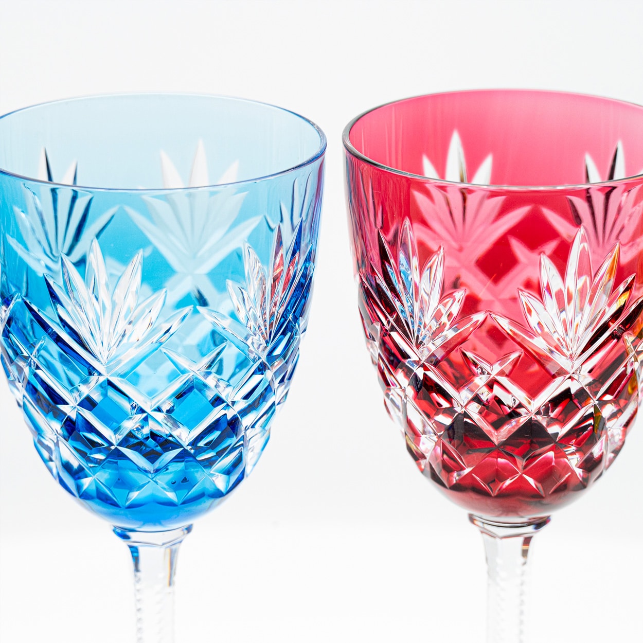 Set of 6 Multi Color Ice Crystal Glasses by Sèvres, France