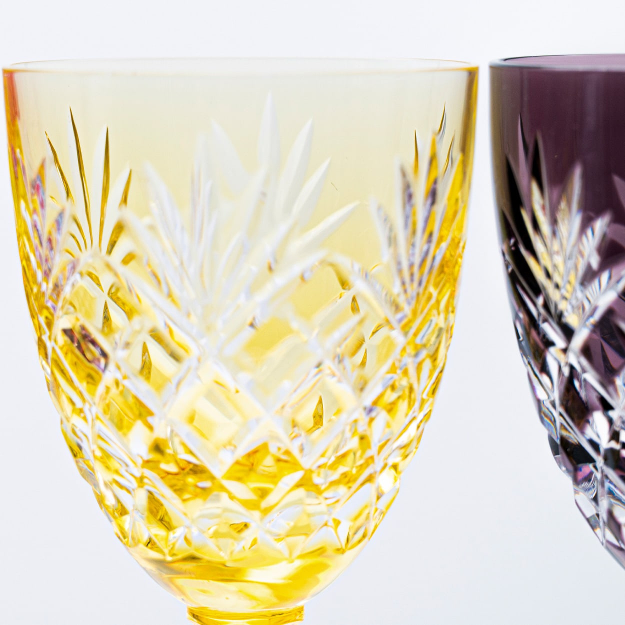 Set of 6 Multi Color Ice Crystal Glasses by Sèvres, France