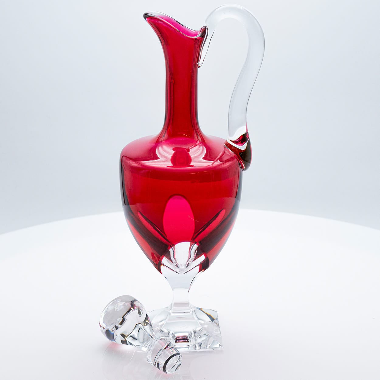 Saint Louis Carafe, Red Clear Crystal, France