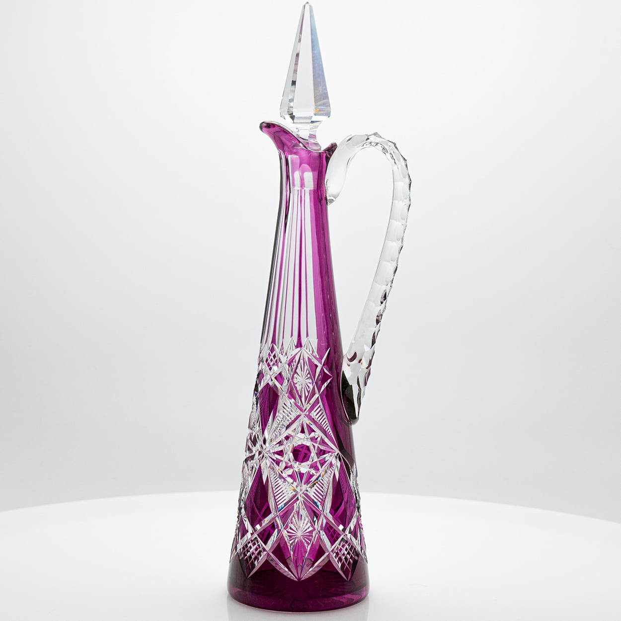 Baccarat Carafe Vibrant Pink Textured Crystal, France, 1930