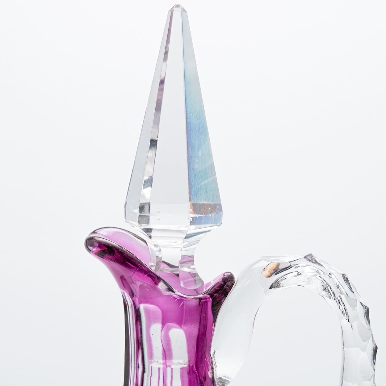 Baccarat Carafe Vibrant Pink Textured Crystal, France, 1930