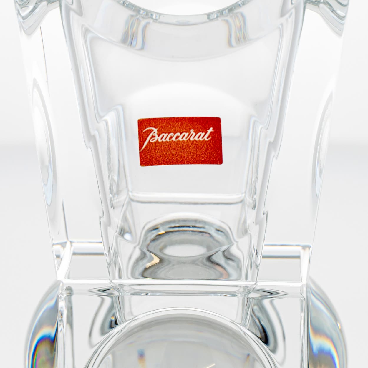 Rectangular Baccarat Signed Geode Clear Crystal Vase with Holes, France