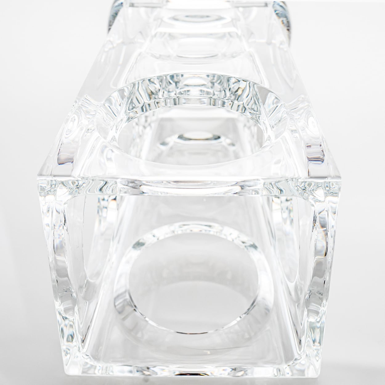 Rectangular Baccarat Signed Geode Clear Crystal Vase with Holes, France