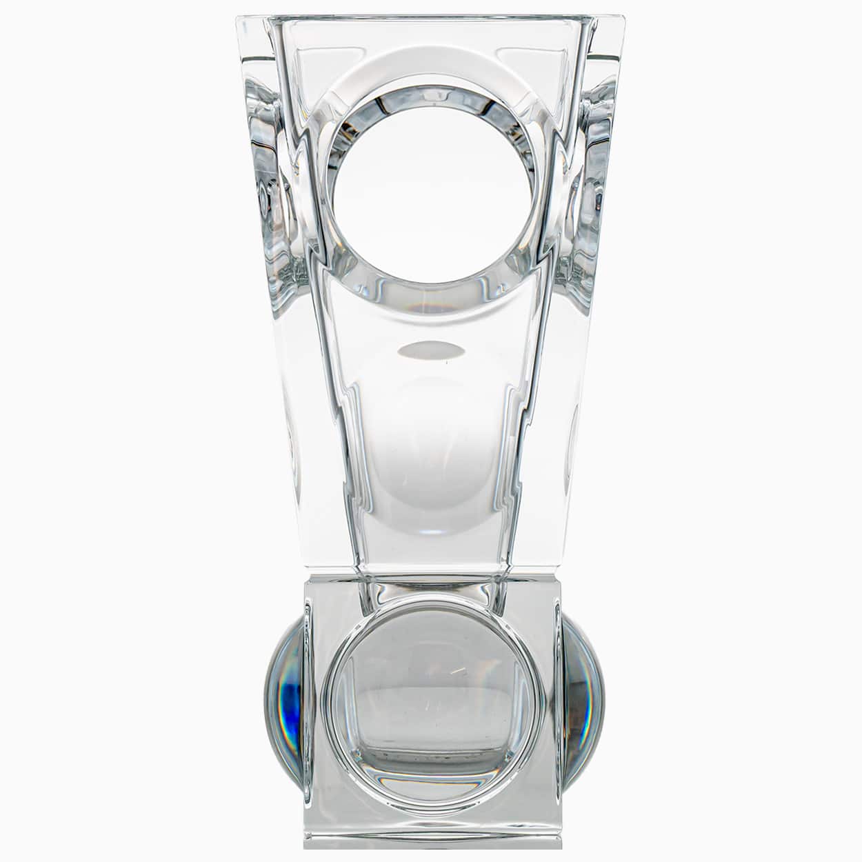 Rectangular Baccarat Signed Geode Clear Crystal Vase with Holes, France