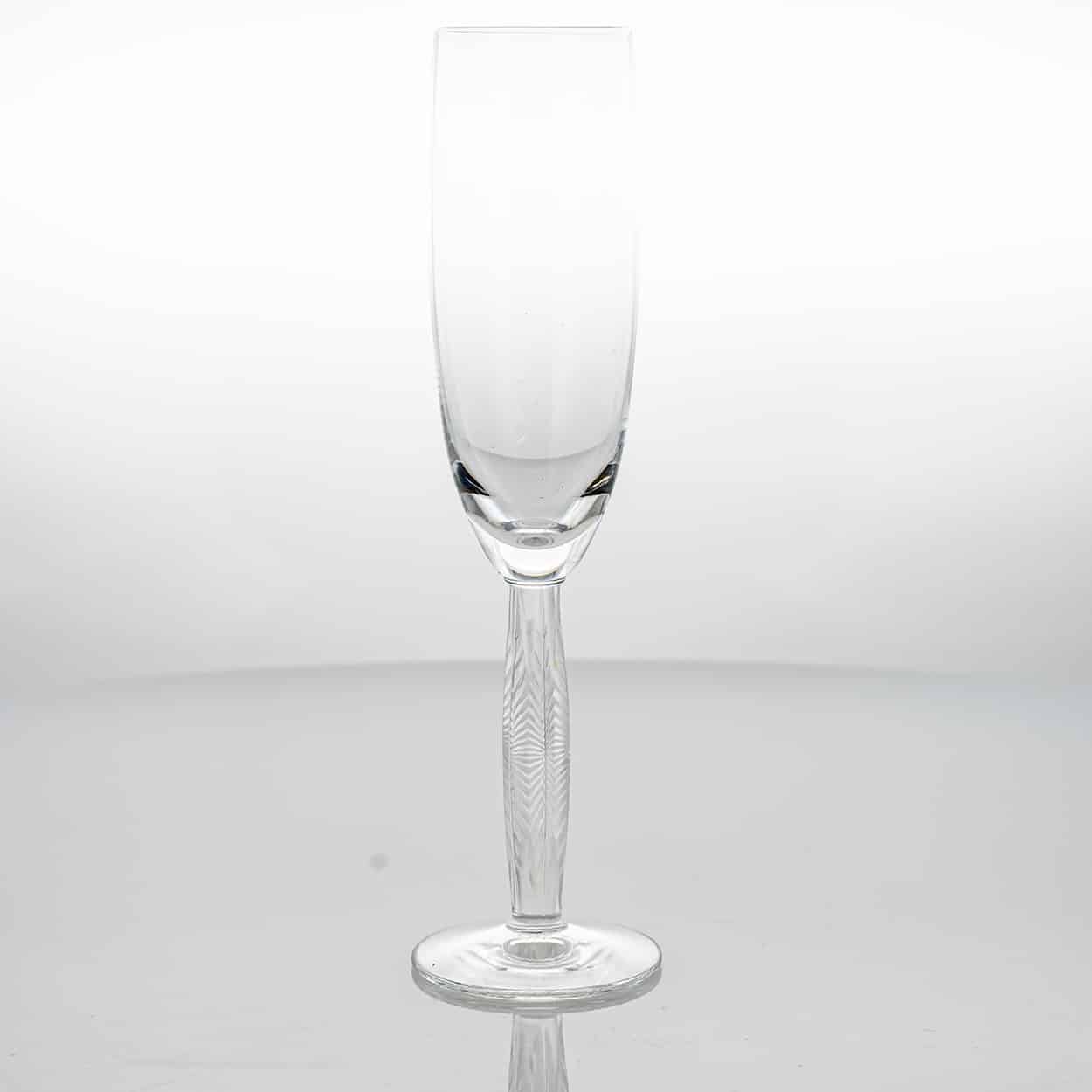 Pair of 2 Lalique Crystal Champagne Glasses, France