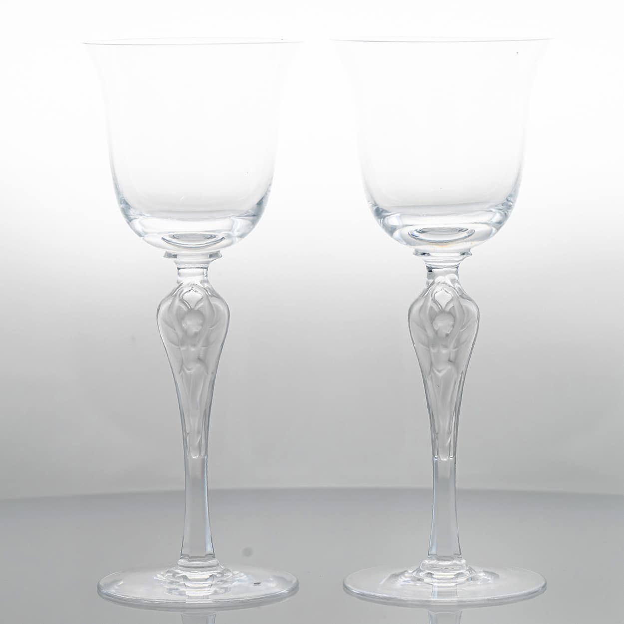 Pair of 2 Baccarat Crystal Wine Glasses, France
