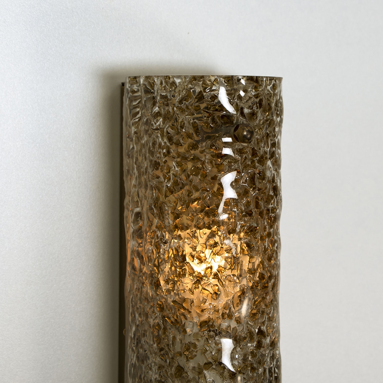 1 of the 2 Brown Glass Wall Light Fixtures Brass by Hillebrand, Germany, 1960