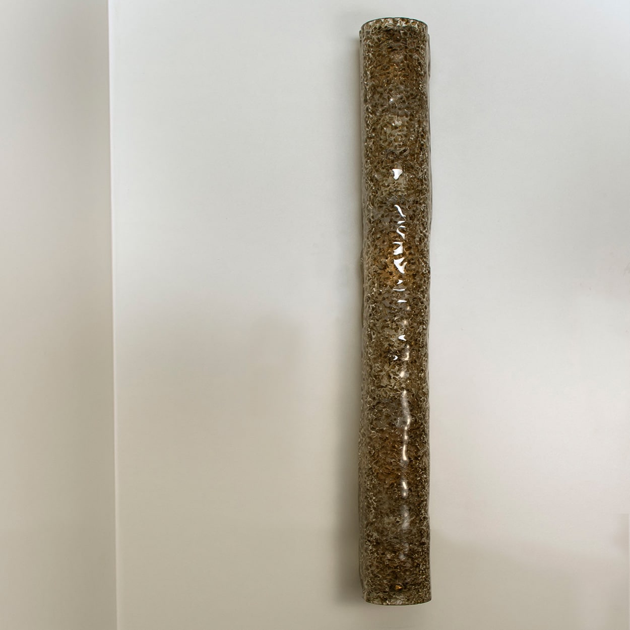 1 of the 2 Brown Glass Wall Light Fixtures Brass by Hillebrand, Germany, 1960