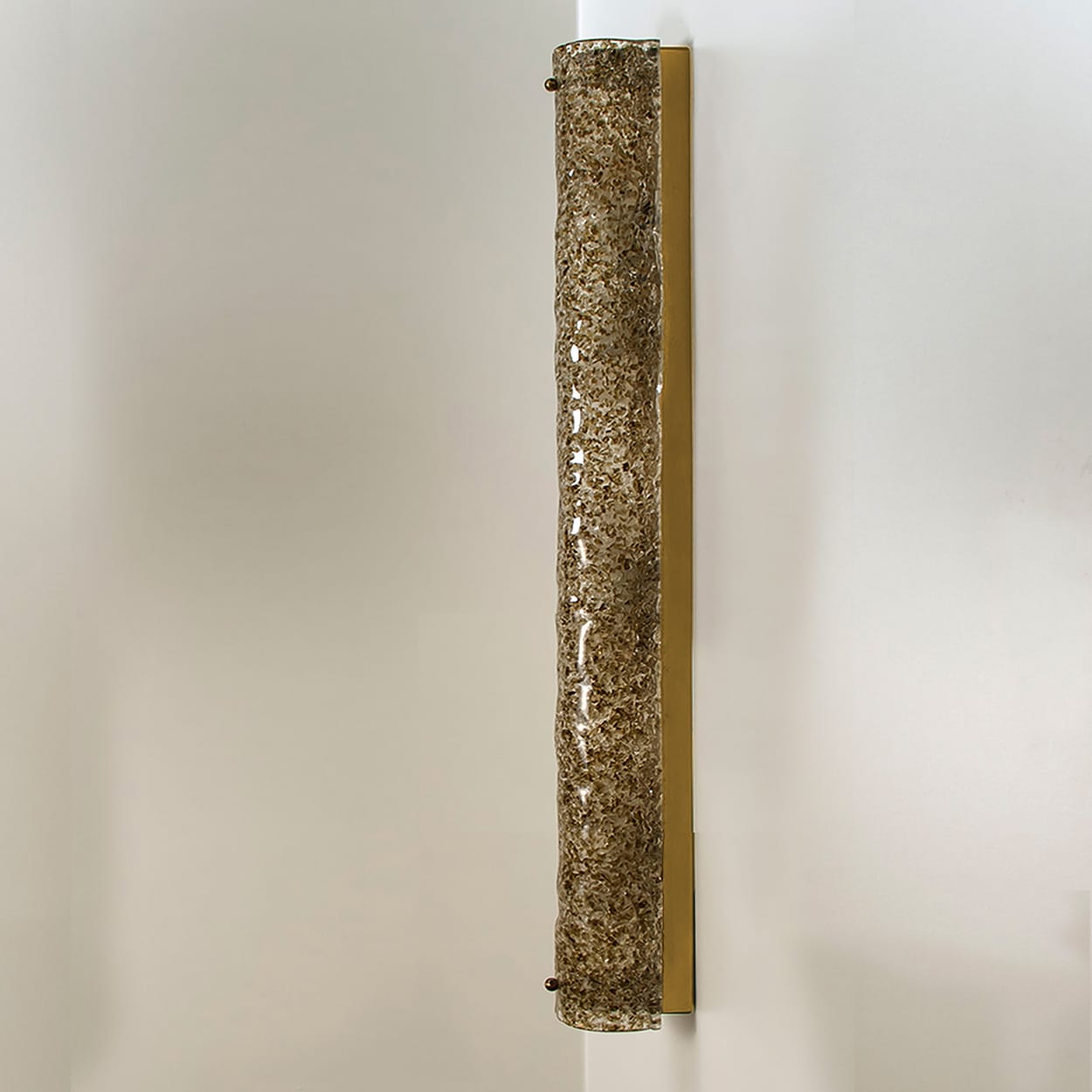 1 of the 2 Brown Glass Wall Light Fixtures Brass by Hillebrand, Germany, 1960