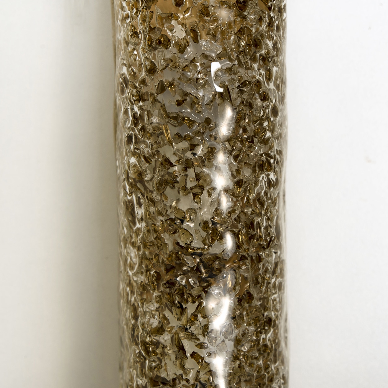 1 of the 2 Brown Glass Wall Light Fixtures Brass by Hillebrand, Germany, 1960