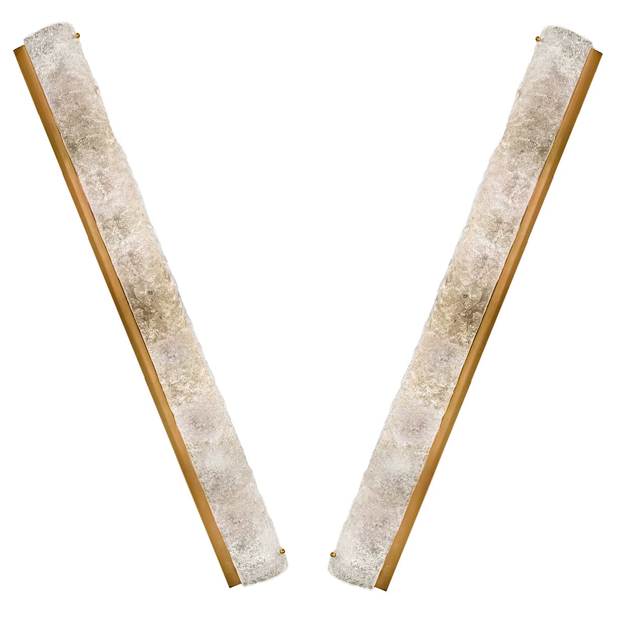 1 of the 4 Ice Glass Wall Light Fixtures with Brass by Hillebrand, Germany, 1960