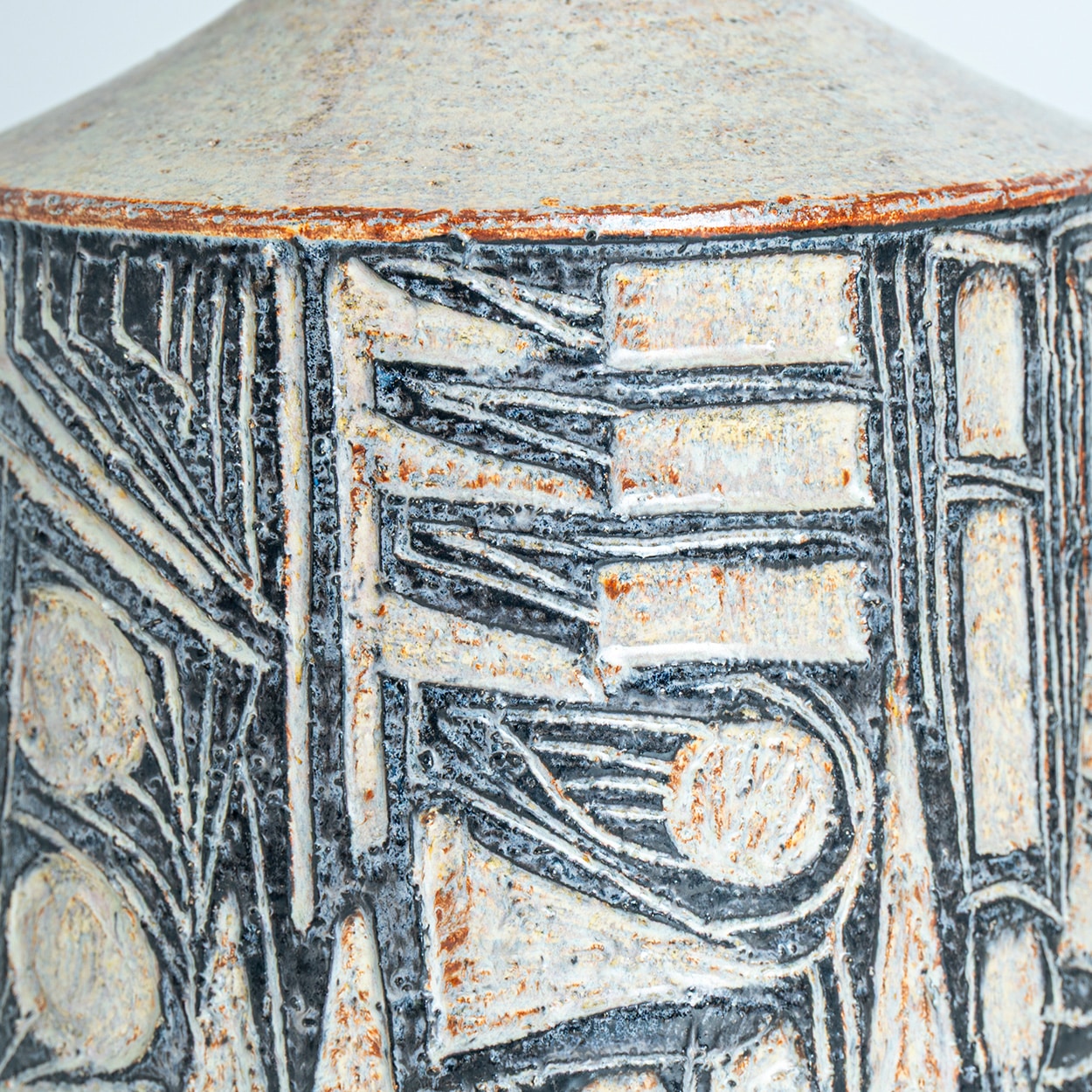 Pair of Large Grey Ceramic Table Lamps for Soholm with Silk Shade, Denmark 1960