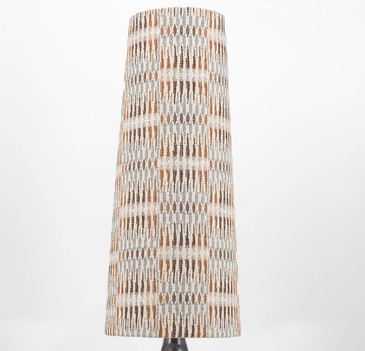 Brown Ceramic Floor Table Lamp with Custom Made Lampshade with Pattern