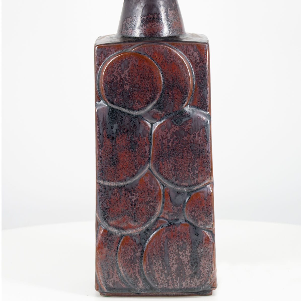 Brown Ceramic Floor Table Lamp with Custom Made Lampshade with Pattern