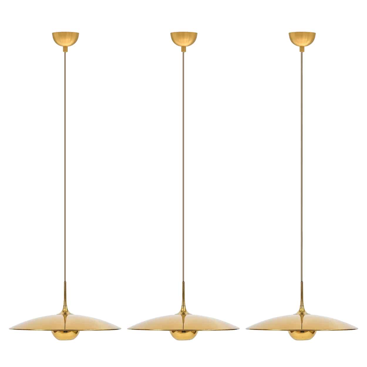1 of the 3 Brass Onos Fixtures by Florian Schulz with Brown Cord