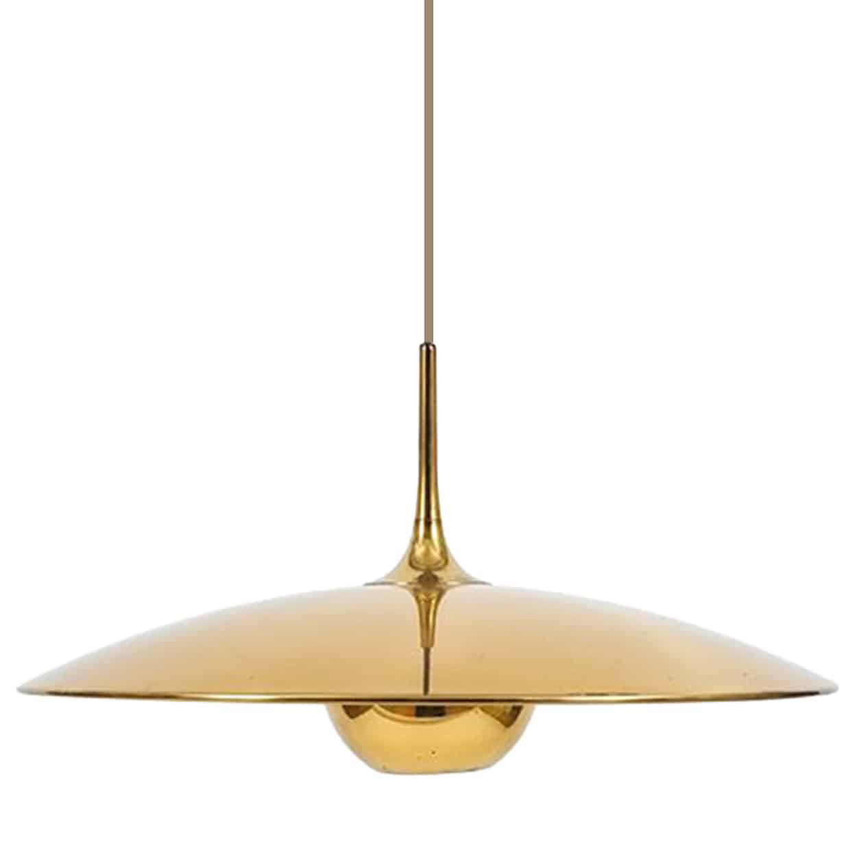 1 of the 3 Brass Onos Fixtures by Florian Schulz with Brown Cord