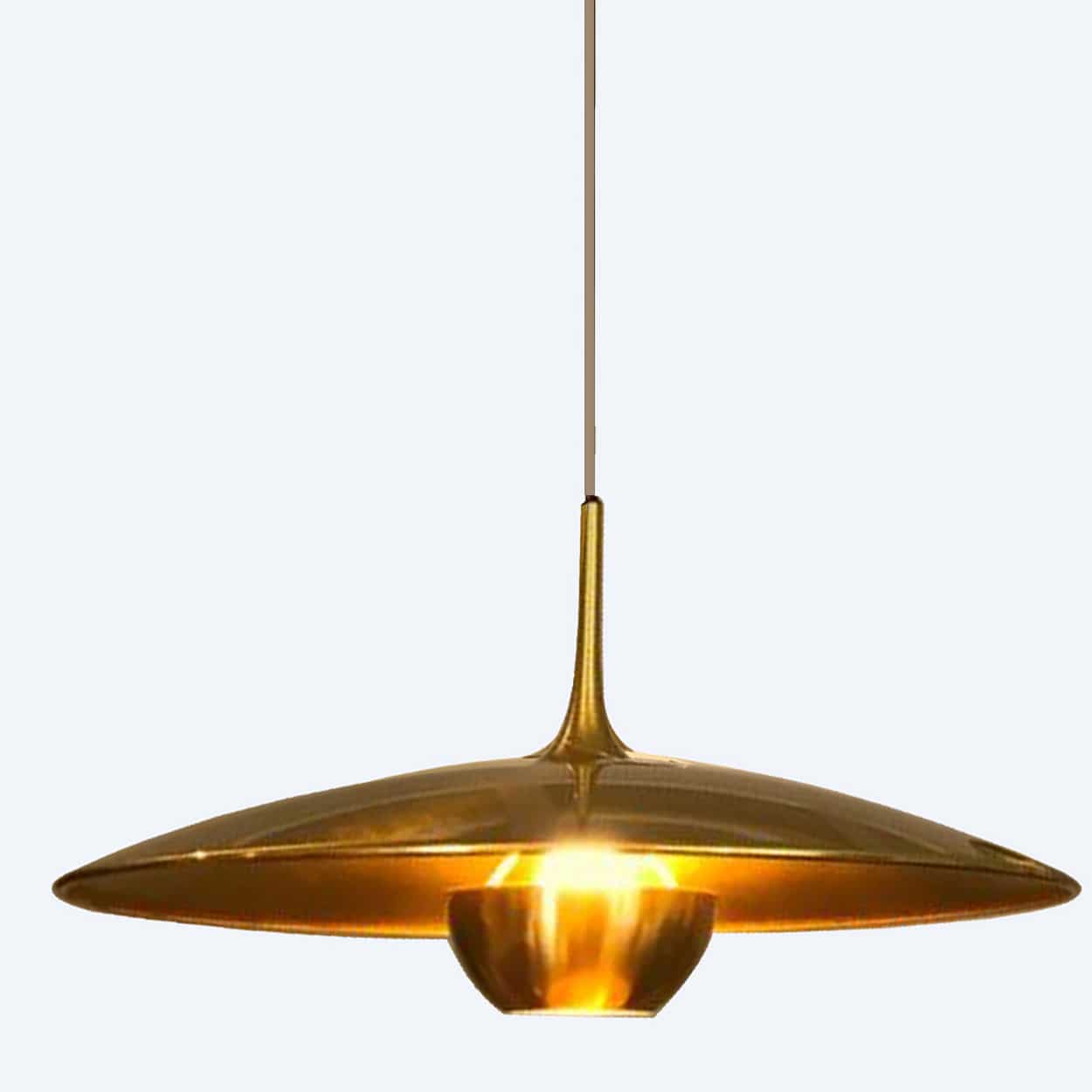 1 of the 3 Brass Onos Fixtures by Florian Schulz with Brown Cord
