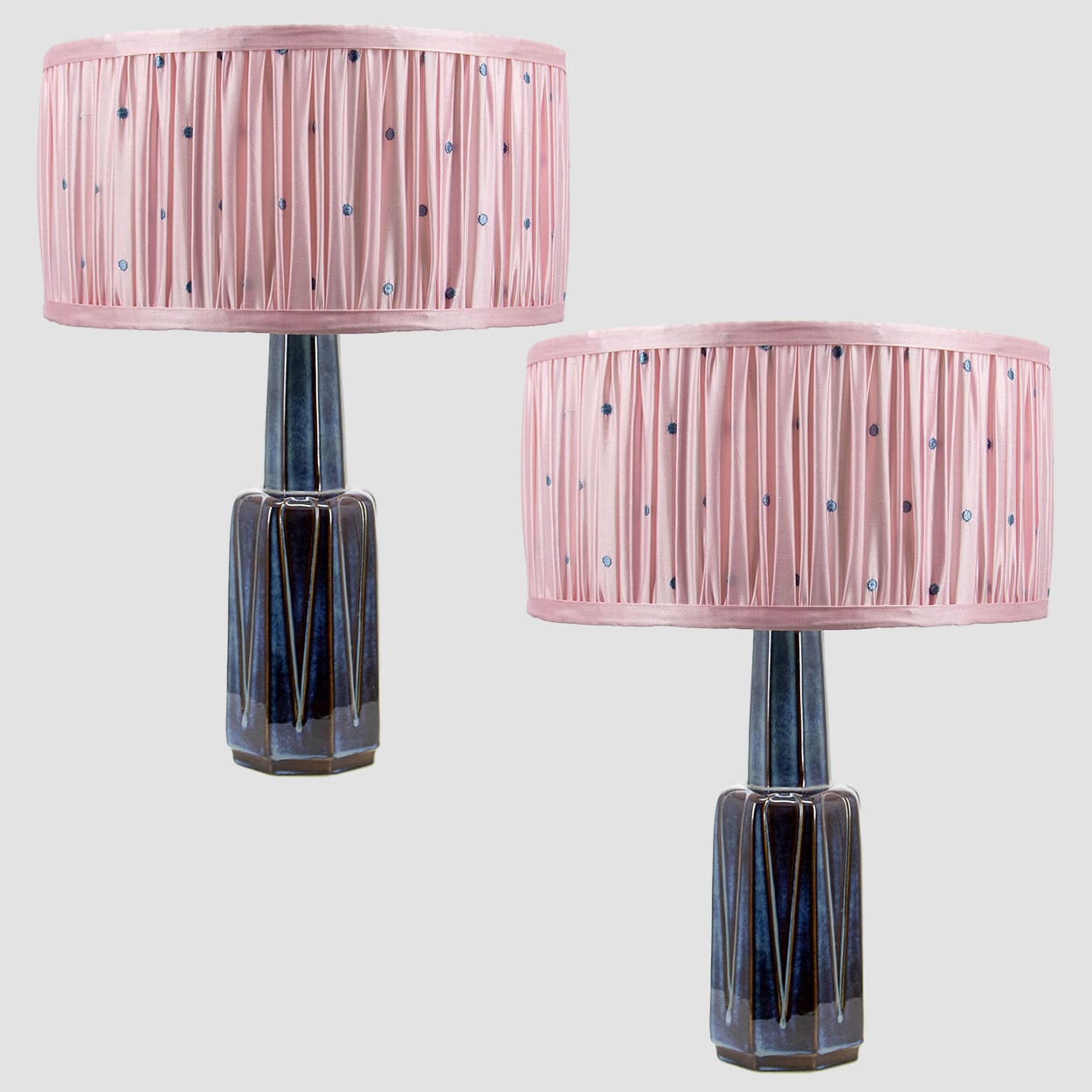 1 of the 2 Soholm Table Lamps with New Custom Made Pleated Lampshade, 1960s
