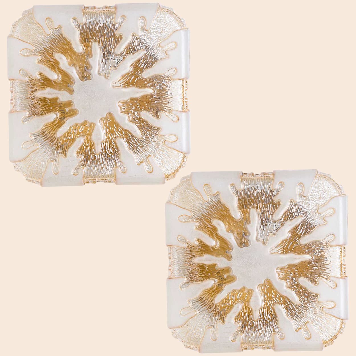 1 of the 2 Textured Clear Glass and Pâte de Verre Flush Mounts, Germany 1960