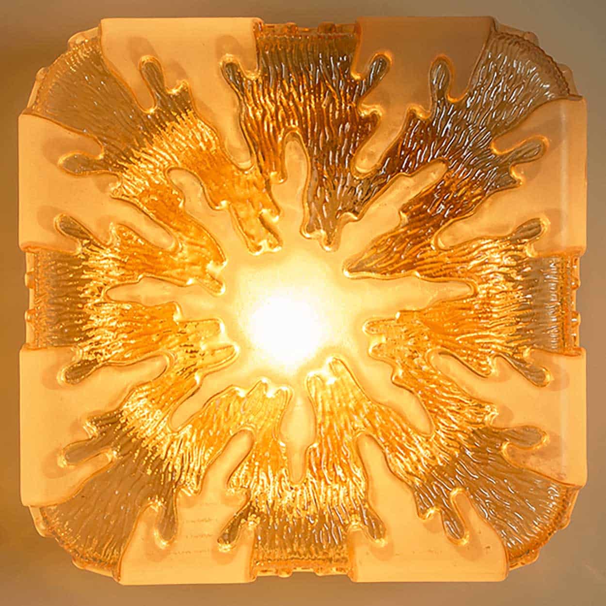 1 of the 2 Textured Clear Glass and Pâte de Verre Flush Mounts, Germany 1960