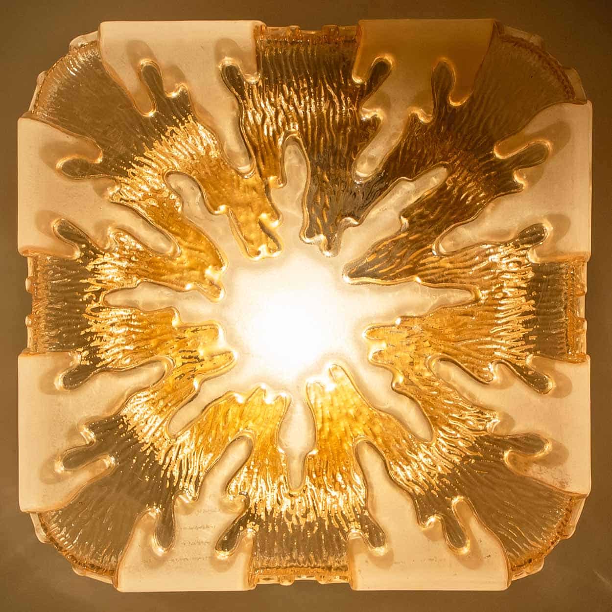 1 of the 2 Textured Clear Glass and Pâte de Verre Flush Mounts, Germany 1960