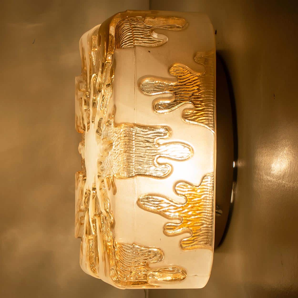 1 of the 2 Textured Clear Glass and Pâte de Verre Flush Mounts, Germany 1960