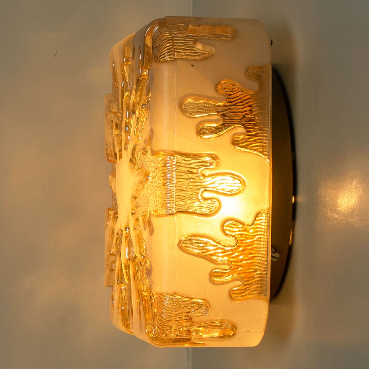 1 of the 2 Textured Clear Glass and Pâte de Verre Flush Mounts, Germany 1960