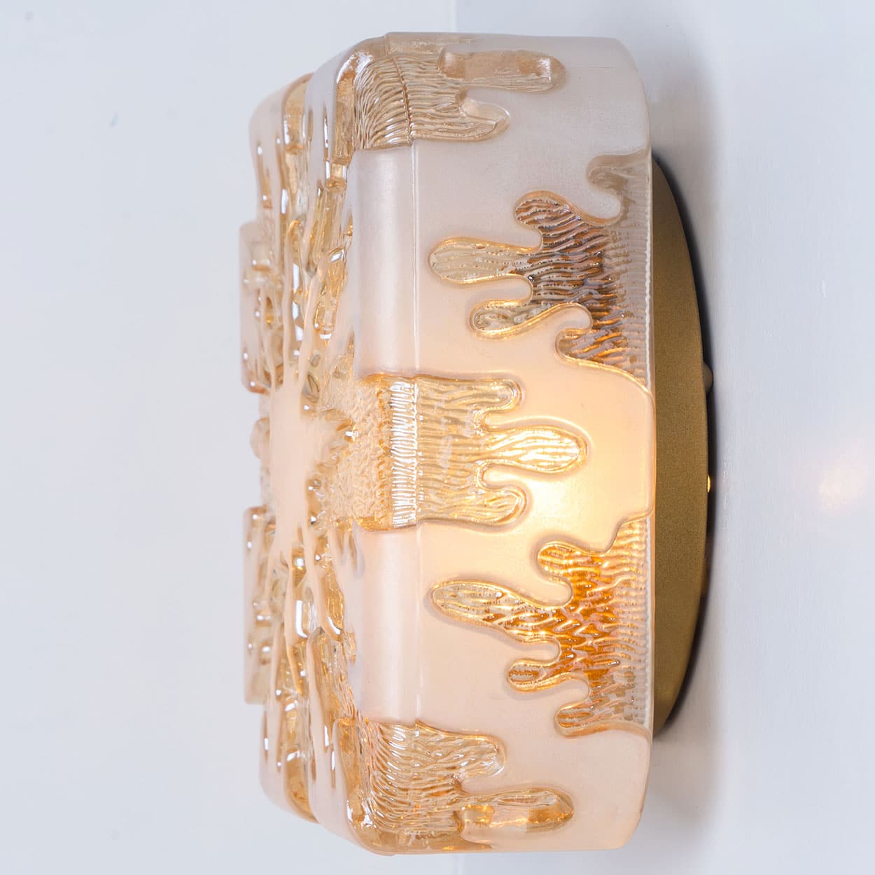 1 of the 2 Textured Clear Glass and Pâte de Verre Flush Mounts, Germany 1960