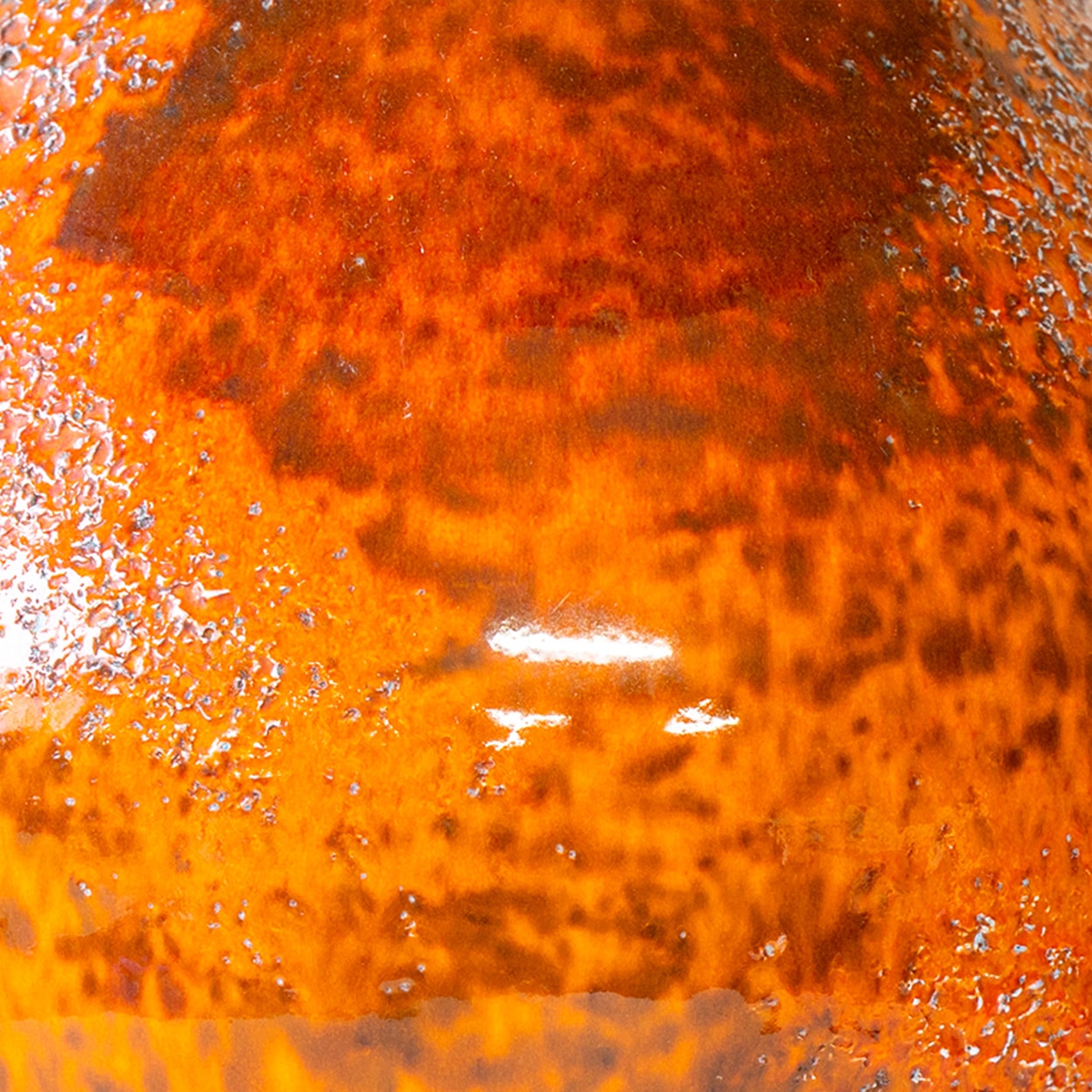 Orange Red Volcanic Glazed Ceramic Floor Lamp, Brown Lampshade by R. Houben