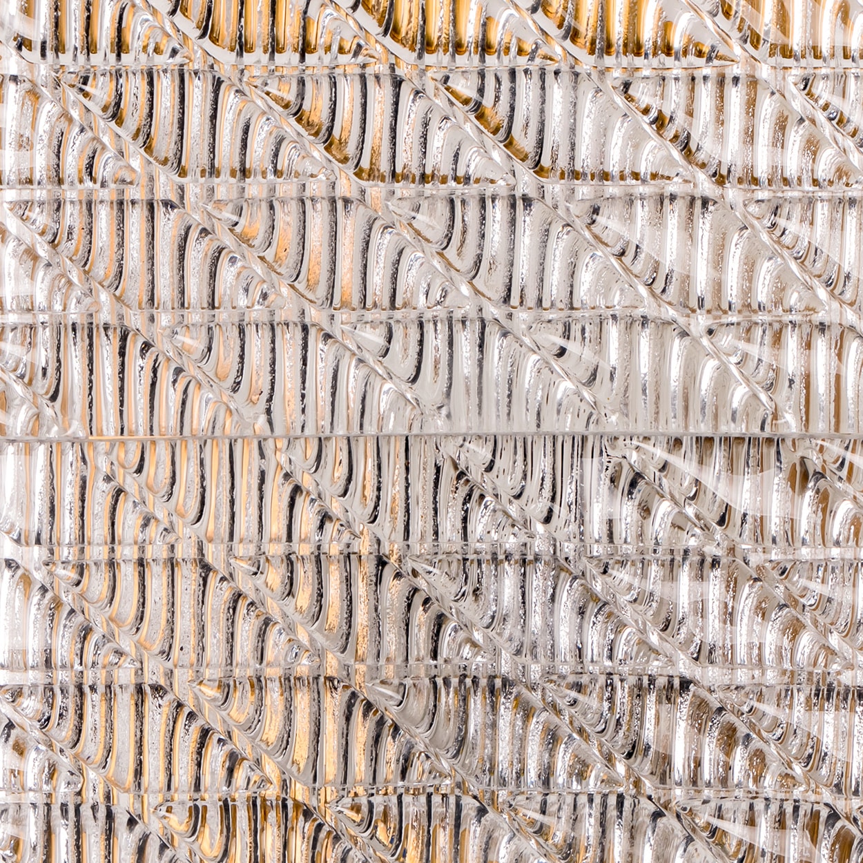 Several Square Organic Ribbed Glass Wall Lights, Italy